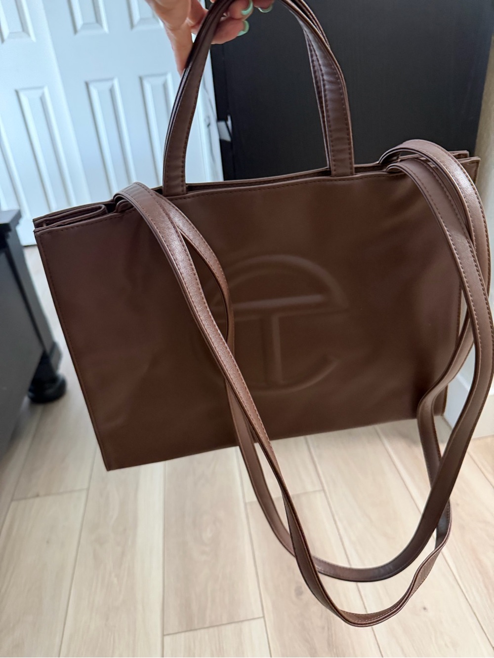 Telfar Brown Logo Tote Shoulder Bag